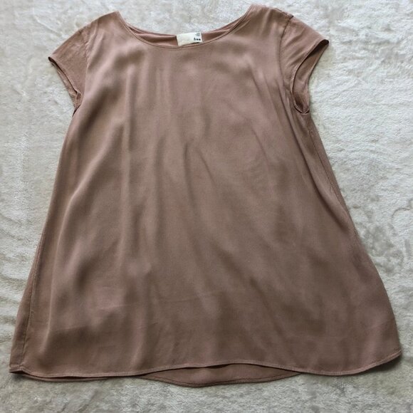 ARITZIA Wilfred Free Juliger Mocha Short Sleeve, Crepe Blouse Size XXSmall - Picture 3 of 10
